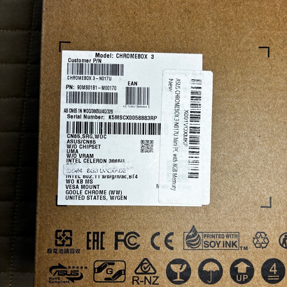 ASUS Chromebox 3 N017U Mini PC Intel Celeron 3865U 8GB RAM 32GB SSD ChromeOS New - Picture 9 of 12